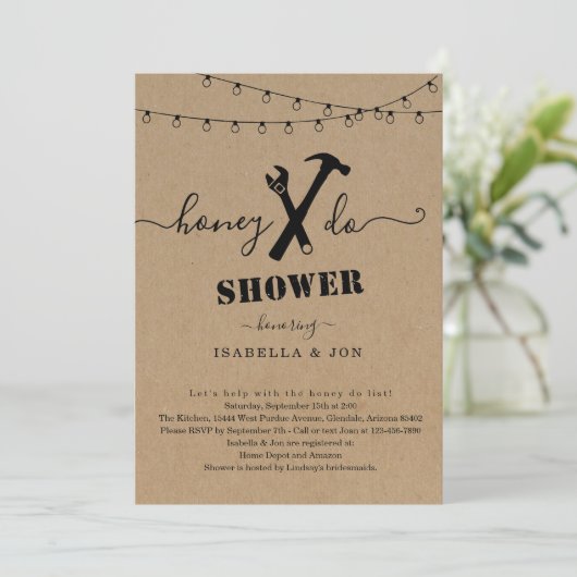 Honey Do Couples Shower of Groom Shower Invitation Kaart (Staand voorkant)