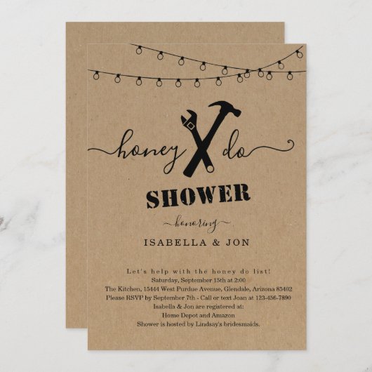 Honey Do Couples Shower of Groom Shower Invitation Kaart (Voorkant / Achterkant)