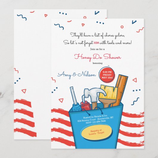 Honey Do Douche Uitnodiging (Voorkant / Achterkant)