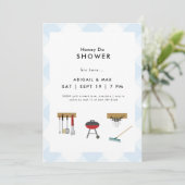 Honey Do Koppels Blauw Plaid Bruiloft Douche Kaart (Staand voorkant)