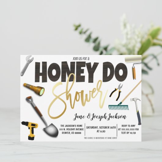 Honey Do Koppels Bruidsfeest Kaart (Staand voorkant)