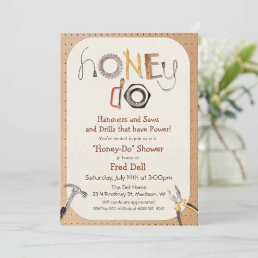 Honey do koppels douche uitnodiging (Staand voorkant)