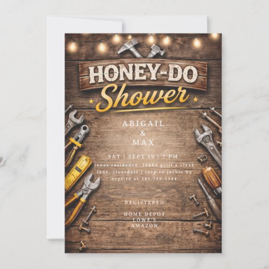 Honey Do Koppels Rustieke Bruidsdouche Kaart (Voorkant)