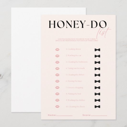 Honey-Do lijst Kaart (Voorkant / Achterkant)