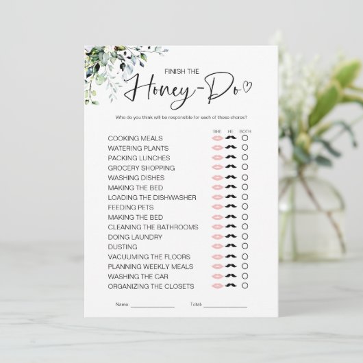 Honey Do lijst Vrijgezellenfeest spel Kaart (Staand voorkant)