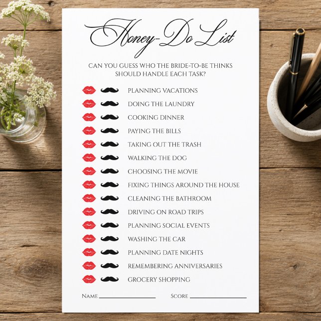 Honey-Do List Bruidsfeest Spel (Honey-Do List Bridal Shower Game)