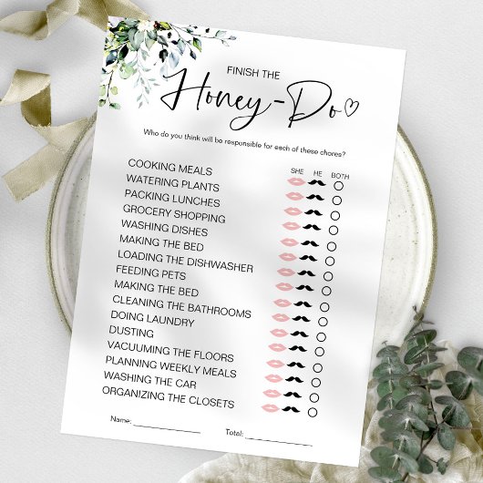 Honey Do List Bruidsfeest Spel Kaart