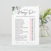 Honey Do List Bruidsfeest Spel Kaart (Staand voorkant)