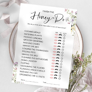 Honey Do List Bruiloft Spel Kaart