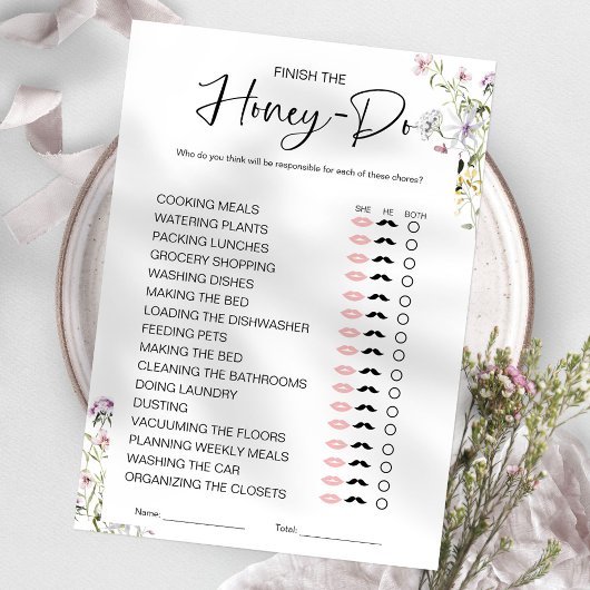 Honey Do List Bruiloft Spel Kaart