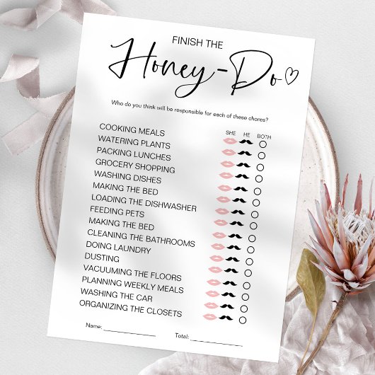 Honey Do List Bruiloft Spel Kaart