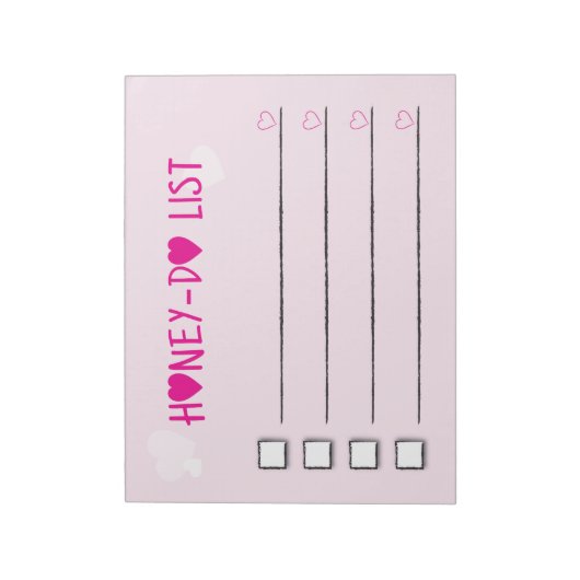 Honey Do List Roze Hearts Checklist Wife Husband Notitieblok (Linkerzijde)