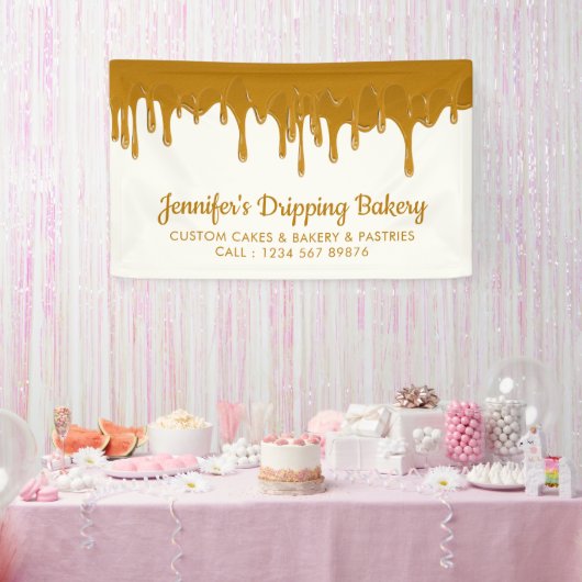 Honey Drip Bakery Chef Cafe Cake Display Spandoek (Feest)