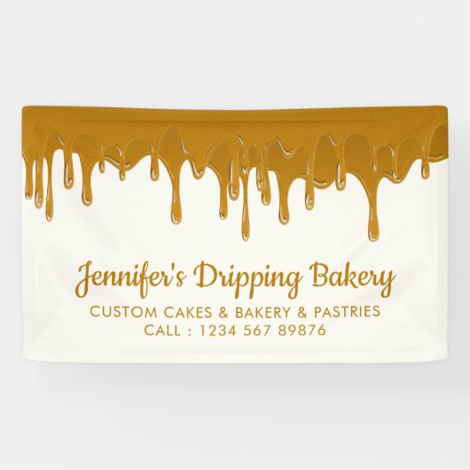 Honey Drip Bakery Chef Cafe Cake Display Spandoek (Horizontaal)