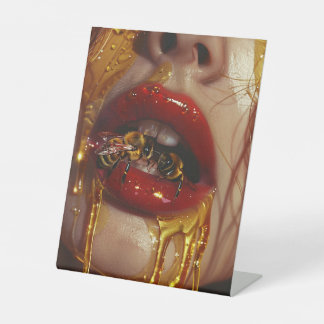 Honey Drip Beauty – Sensuele Gouden Portretten van Reclamebord Met Voetstuk