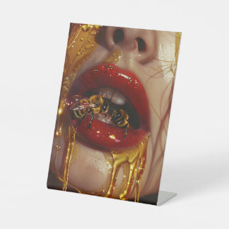 Honey Drip Beauty – Sensuele Gouden Portretten van Reclamebord Met Voetstuk