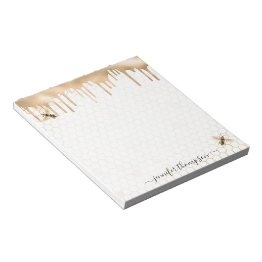 Honey Drip Bee Personalized Notitieblok (Schuin)