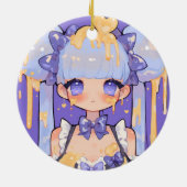 Honey Drip Kawaii Chibi Meisje Keramisch Ornament (Achterkant)