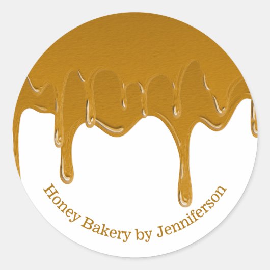 Honey Drip Sweets Bakery Gouden Elegante Pot Ronde Sticker (Voorkant)