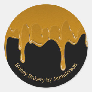 Honey Drip Sweets Bakkerij Goud Zwart Pot Ronde Sticker
