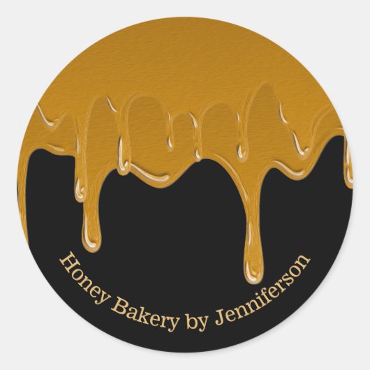 Honey Drip Sweets Bakkerij Goud Zwart Pot Ronde Sticker (Voorkant)