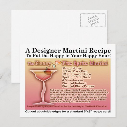 Honey Fitz Spritz Martini Recipe Briefkaart (Voorkant / Achterkant)