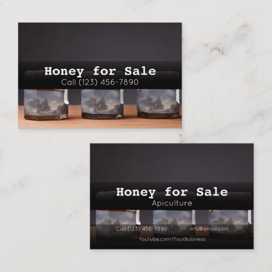 Honey for Sale Apiculture Business Company Visitekaartje (Voorkant / Achterkant)