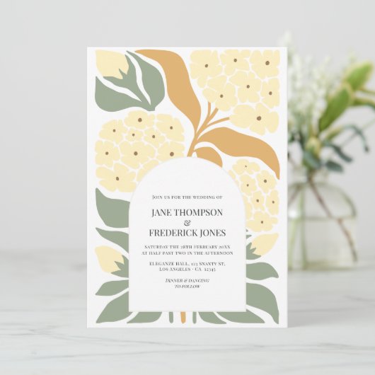 Honey Garden Abstract Floral Modern Spring Wedding Kaart (Staand voorkant)