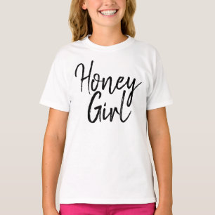 Honey Girl Typography Black & White Girly Kinder T-shirt