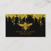 Honey Gold Drids Faux Honey Bee Glitter Business Visitekaartje (Voorkant)