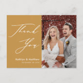 Honey Gold Elegant script Modern Wedding Bedankt Briefkaart (Voorkant)