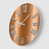 Honey Gold Gray Metallic Grey Silver Roman Number Grote Klok (Hoek)