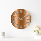 Honey Gold Gray Metallic Grey Silver Roman Number Grote Klok (Huis)