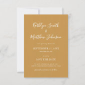 Honey Gold Modern Typography Simple Photo Wedding Save The Date (Achterkant)