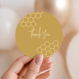 Honey Golden Beige Baby shower Bedankt Ronde Sticker