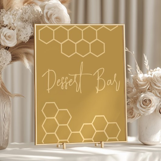 Honey Golden Beige Baby shower Dessert Bar Poster