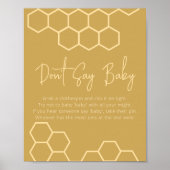Honey Golden Beige Baby shower Zeg geen Baby Poster (Voorkant)