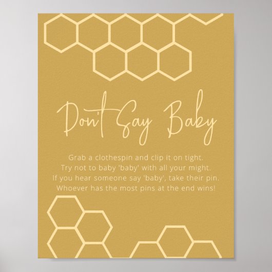 Honey Golden Beige Baby shower Zeg geen Baby Poster (Voorkant)