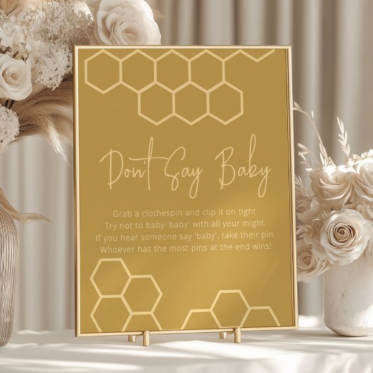 Honey Golden Beige Baby shower Zeg geen Baby Poster