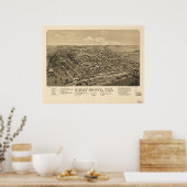 Honey Grove Texas 1886 Antiek Panoramic Map Poster (Keuken)