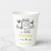 Honey Hand-drawn Jar & Bees White Baby Shower Papieren Bekers (Achterkant)