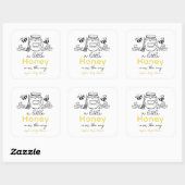 Honey Hand-drawn Jar & Bees White Baby Shower Vierkante Sticker (Vel)