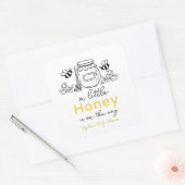 Honey Hand-drawn Jar & Bees White Baby Shower Vierkante Sticker (Envelop)
