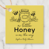 Honey Hand-drawn Jar & Bees Yellow Baby Shower Bedankjes Labels (Voorkant)