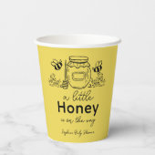 Honey Hand-drawn Jar & Bees Yellow Baby Shower Papieren Bekers (Achterkant)