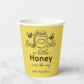 Honey Hand-drawn Jar & Bees Yellow Baby Shower Papieren Bekers (Voorkant)