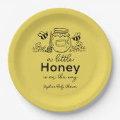 Honey Hand-drawn Jar & Bees Yellow Baby Shower Papieren Bordje (Voorkant)