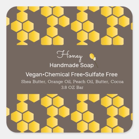 Honey Handmade Soap Beauty Branding Vierkante Sticker (Voorkant)