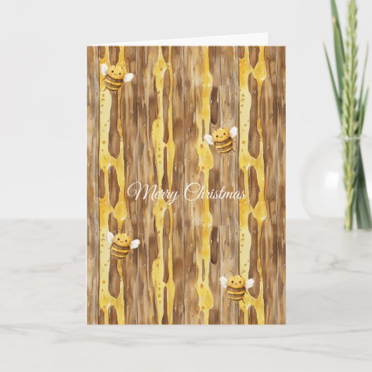 Honey Happy Bees Christmas Kaart (Voorkant)