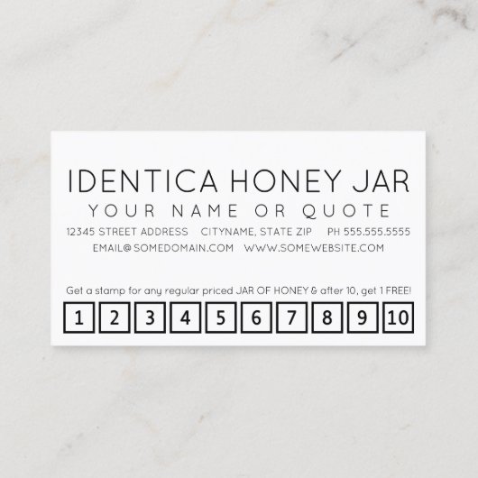 #HONEY hashtag loyaliteitspunkkaart Klantenkaartje (Achterkant)